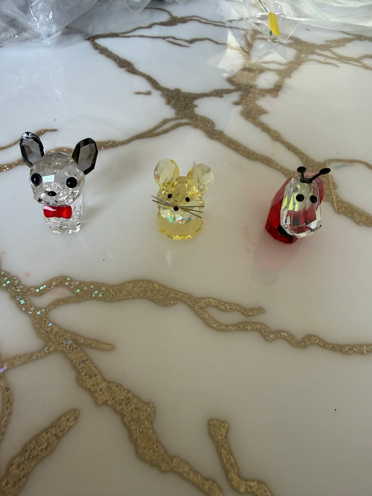 Swarovski kristallen beeldjes: hond, muis, lieveheersbeestje, Ophalen of Verzenden, Zo goed als nieuw