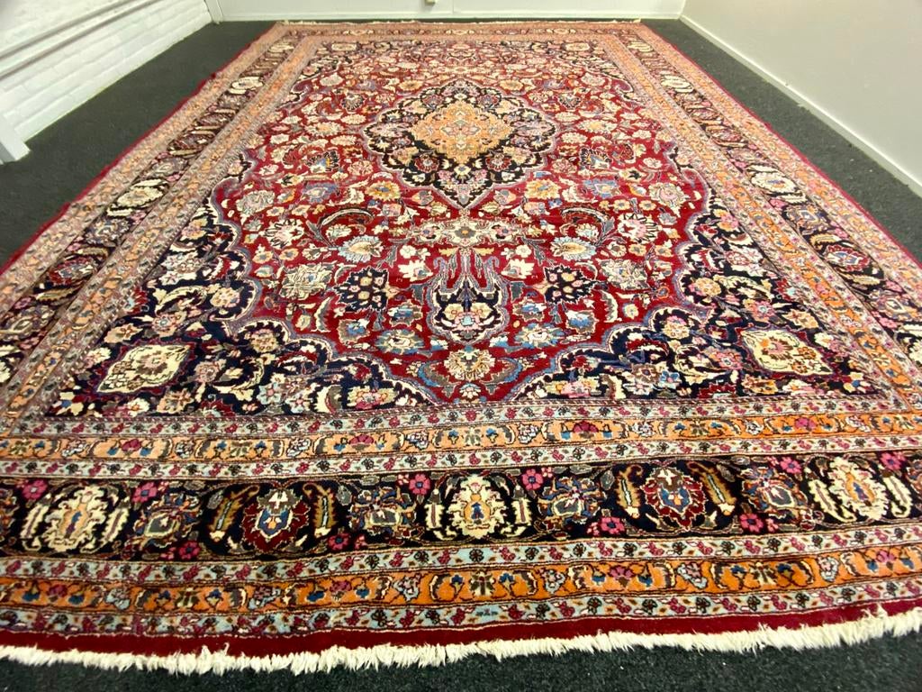 Mooi origineel handgeknoopt perzisch tapijt., Gebruikt, ., 200 cm of meer, Ophalen of Verzenden