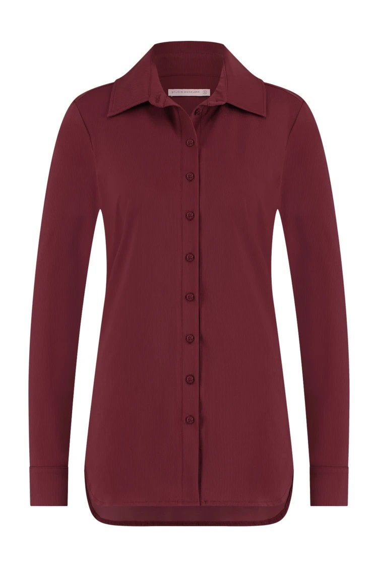 Studio anneloes poppy rib blouse M bordeaux rood, Kleding | Dames, Ophalen of Verzenden, Zo goed als nieuw, X, Rood