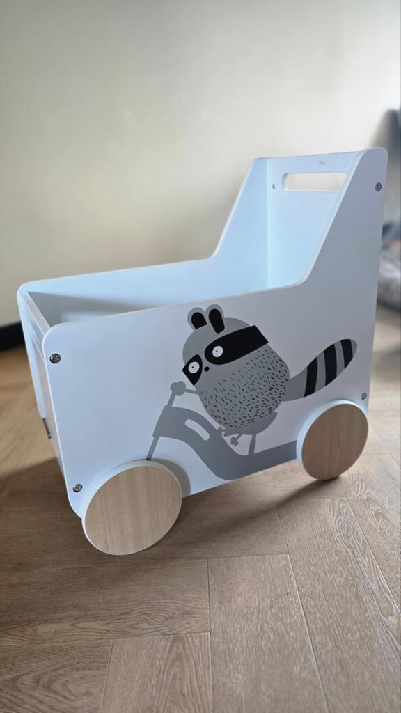 Houten speelgoedkist met wasbeer design, Ophalen, Zo goed als nieuw