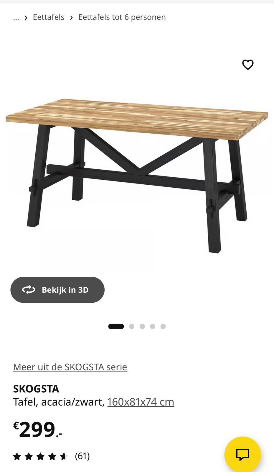 Eettafel Skogsta Ikea, Ophalen, Zo goed als nieuw