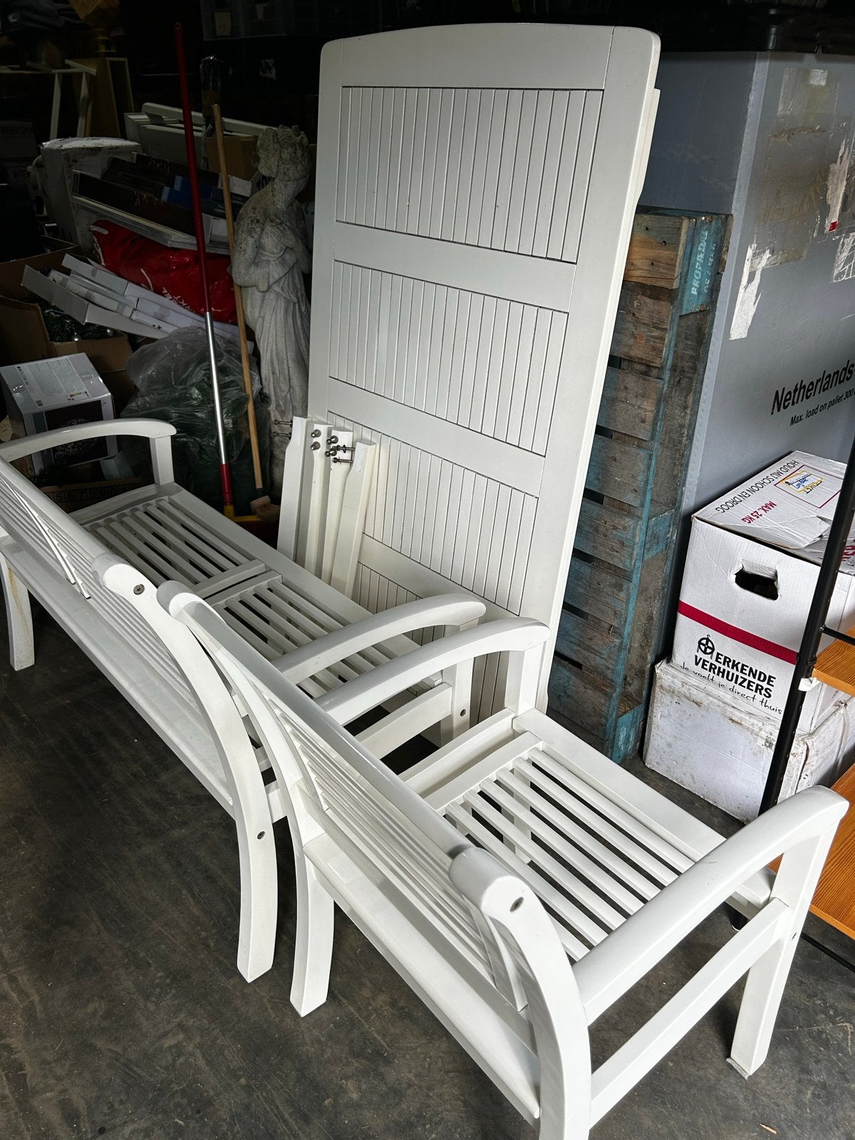 Witte tuinset: bank, stoel en tafel - nochris 2.0 st anna, Tuin en Terras, Ophalen, Gebruikt, Hout, Bank