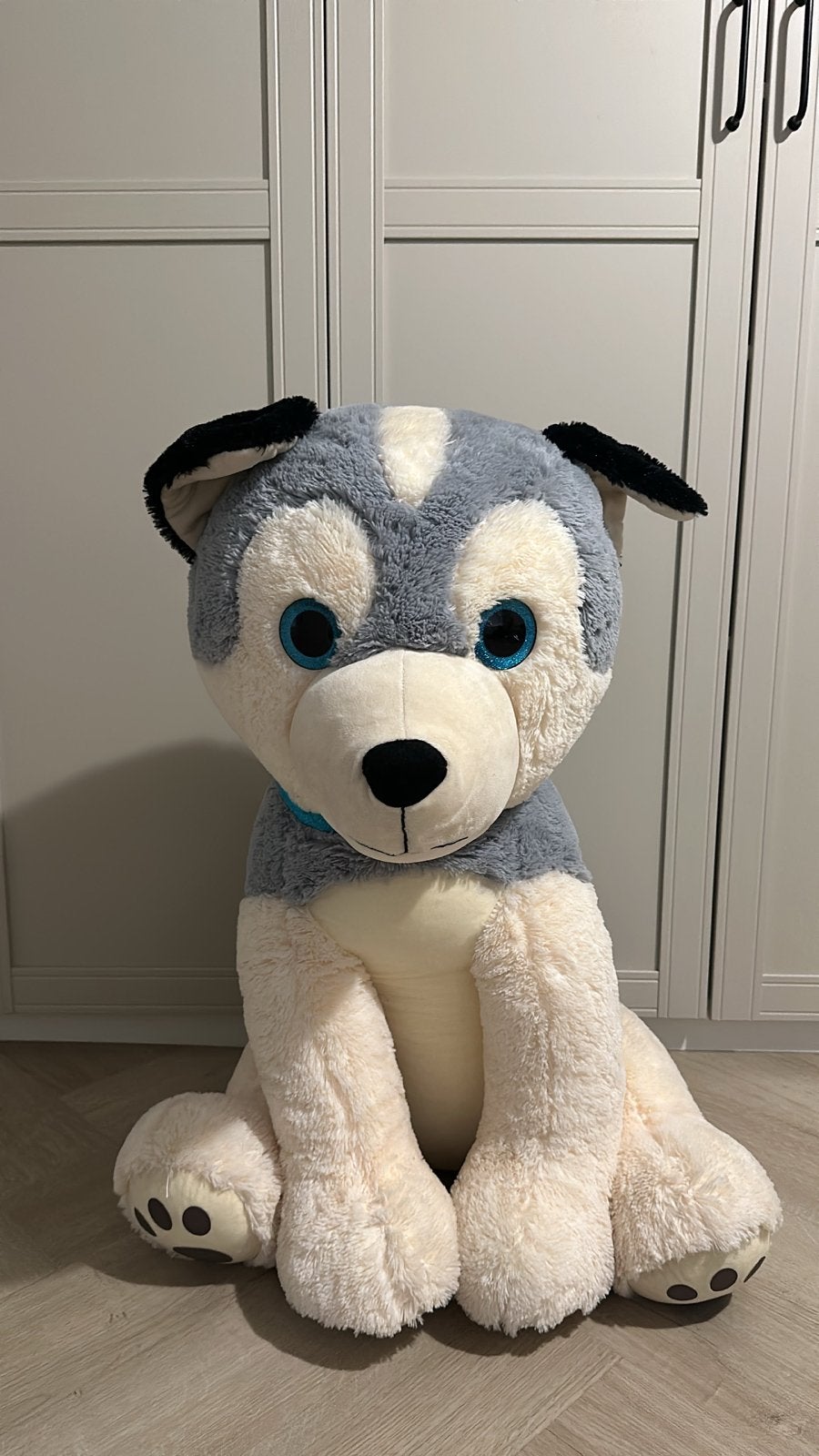 Grote Husky Knuffel - 80 cm hoog, Grijs, Zo goed als nieuw, Middelgroot (20 tot 80 cm), Hond