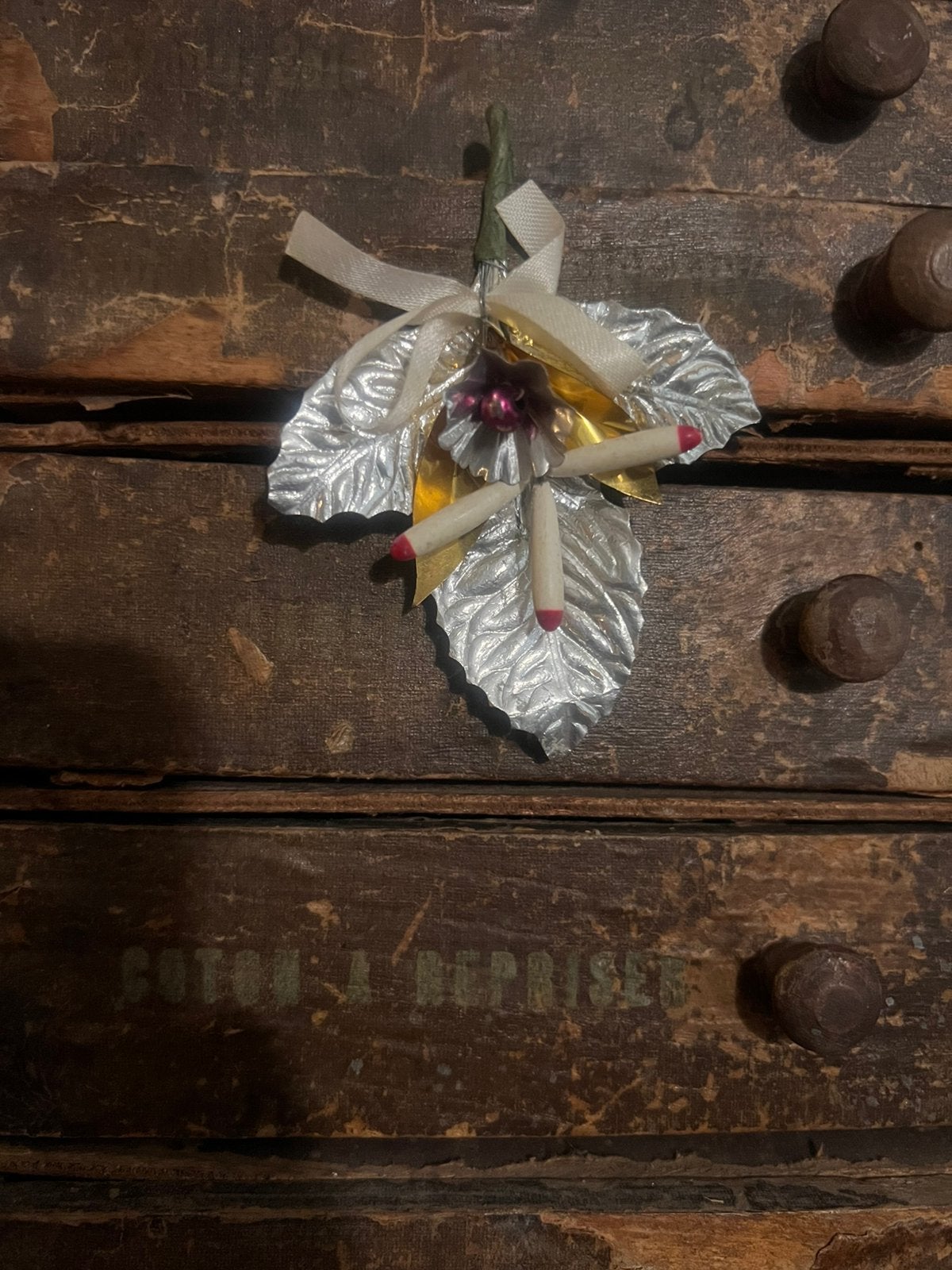 Antieke oude kerstversiering kerst feathertree ornament, Ophalen of Verzenden