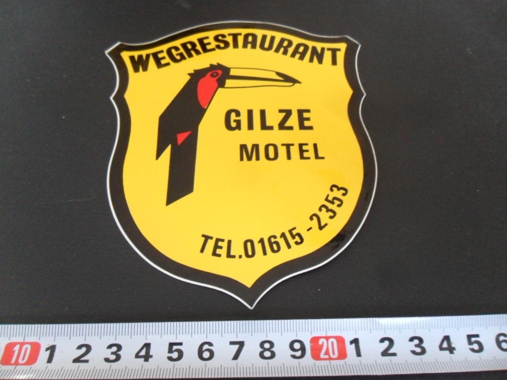 sticker Wegrestaurant GILZE motel 01615-2353 vd Valk Groot, Ophalen, Zo goed als nieuw