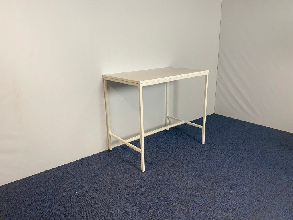 Hoge vergadertafel, wit blad, wit frame, 120 x 80 cm., Ophalen, Gebruikt