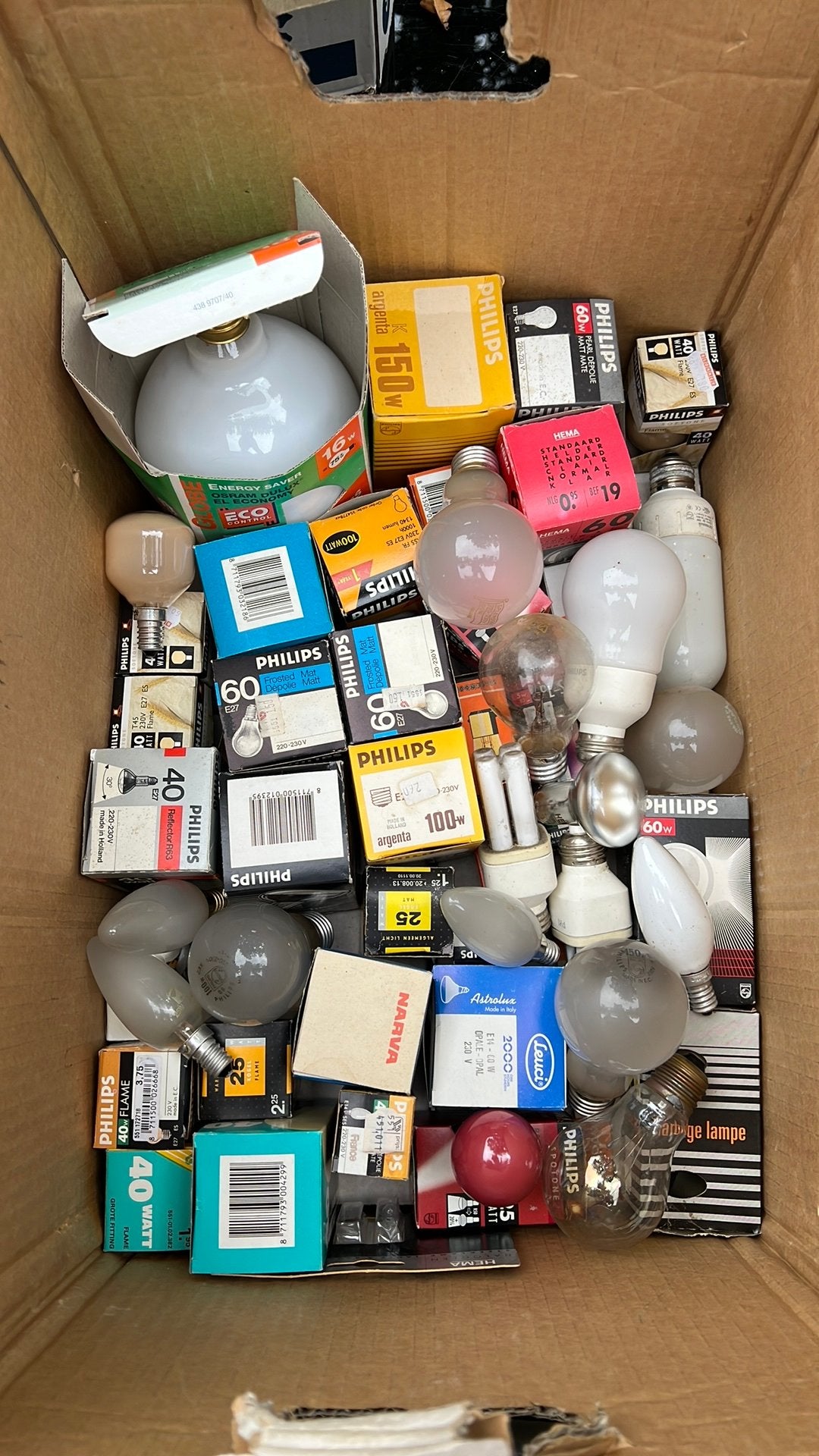 Laatste kans! Doos vol diverse gloeilampen/ lampen, Ophalen of Verzenden, Zo goed als nieuw, E27 (groot)