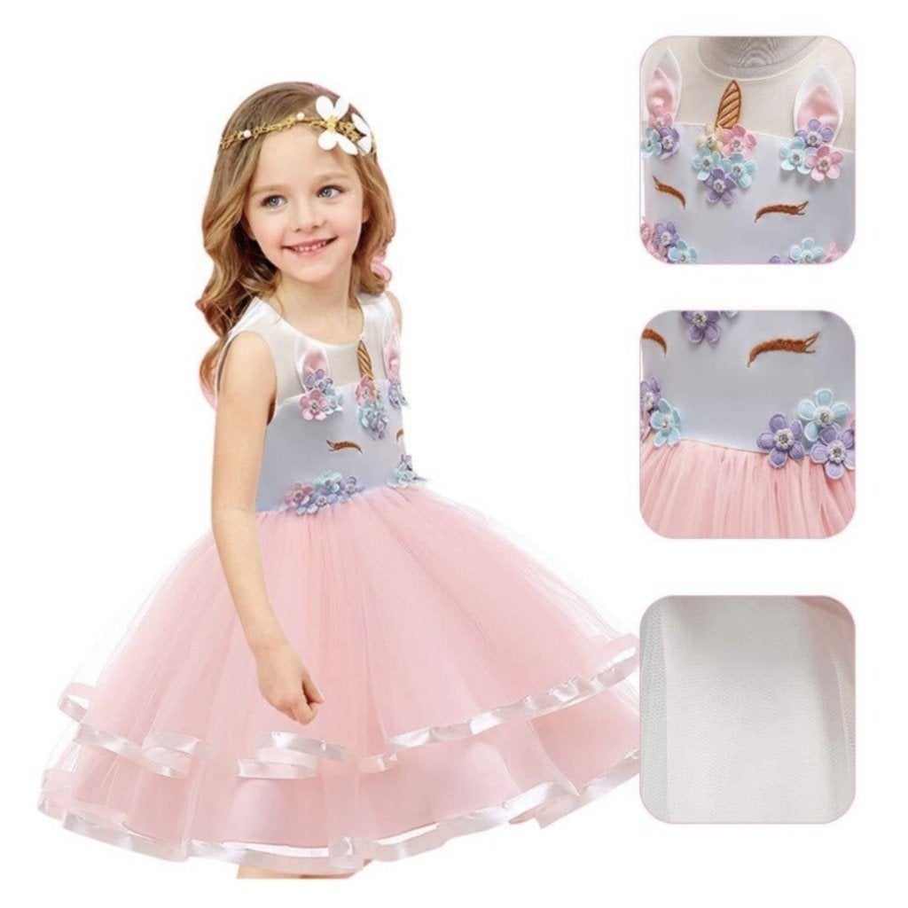 Nieuw ! Maat 110-116 Mooie Lichtroze Unicorn Prinsessenjurk, Kinderen en Baby's, Carnavalskleding en Verkleedspullen, Ophalen of Verzenden
