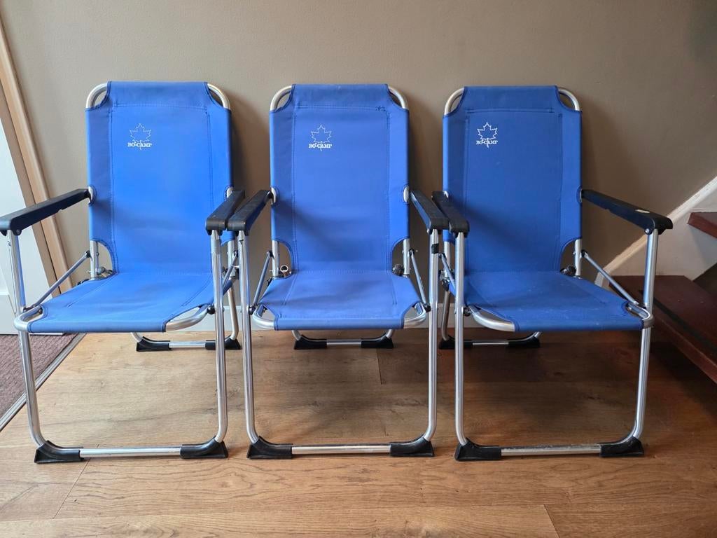 3x Bo-Camp campingstoelen - blauw, Ophalen, Gebruikt, Campingstoel