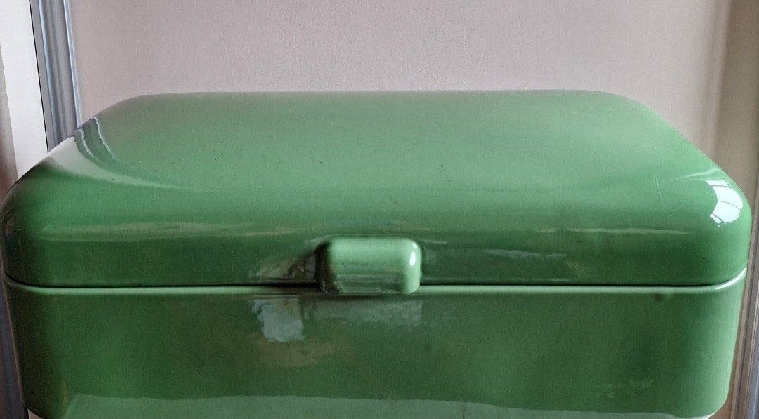 Vintage Groene Broodtrommel - Emaille, Ophalen of Verzenden