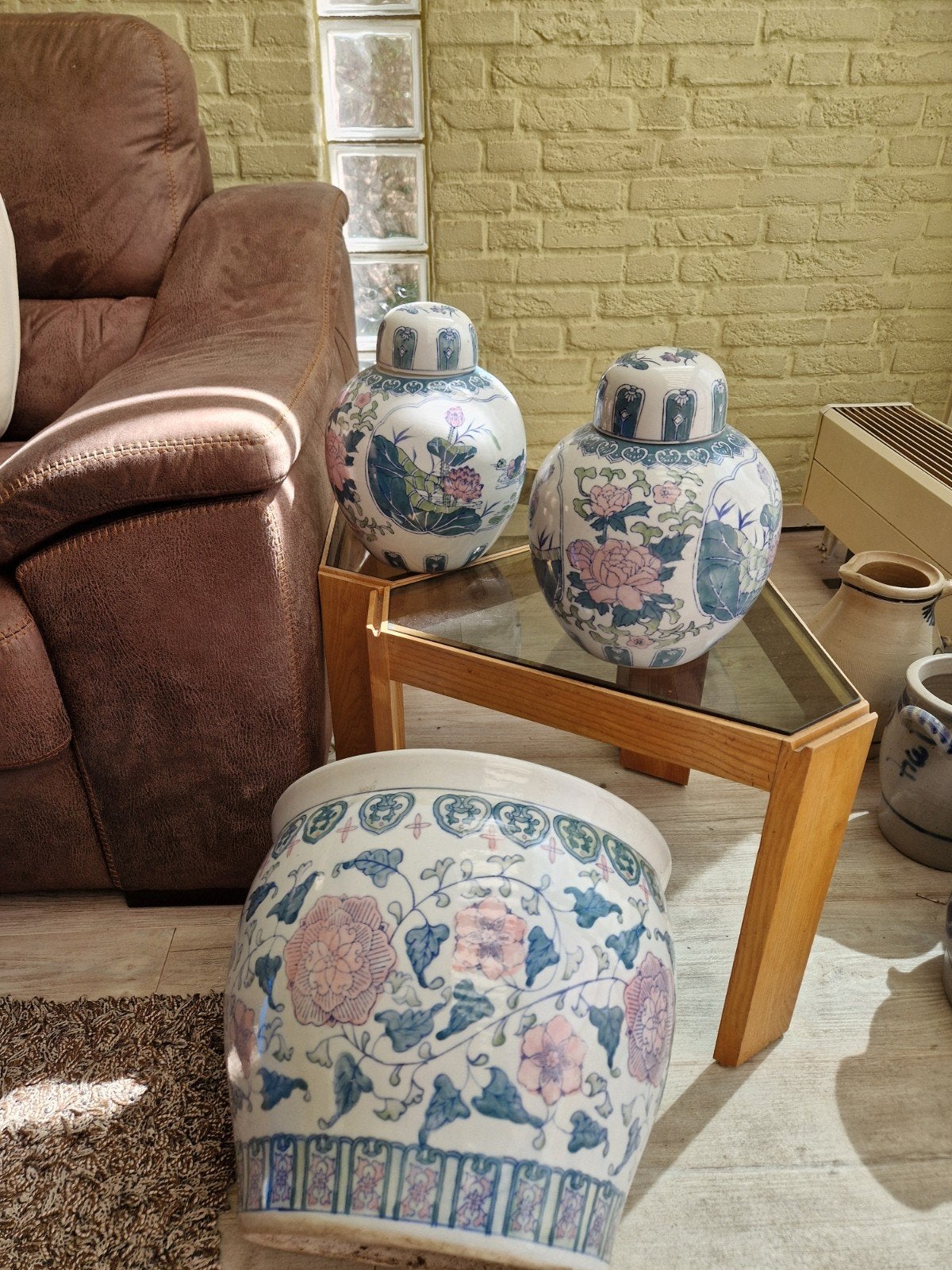 Set van 2 Chinese gemberpotten en 1 bloempot, Ophalen
