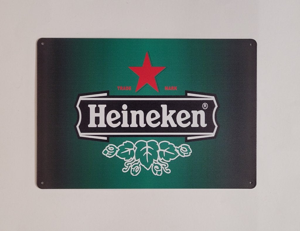 Heineken logo groen reclamebord van metaal wandbord deco, Verzamelen, Ophalen of Verzenden, Nieuw, Reclamebord, Plaat of Schild