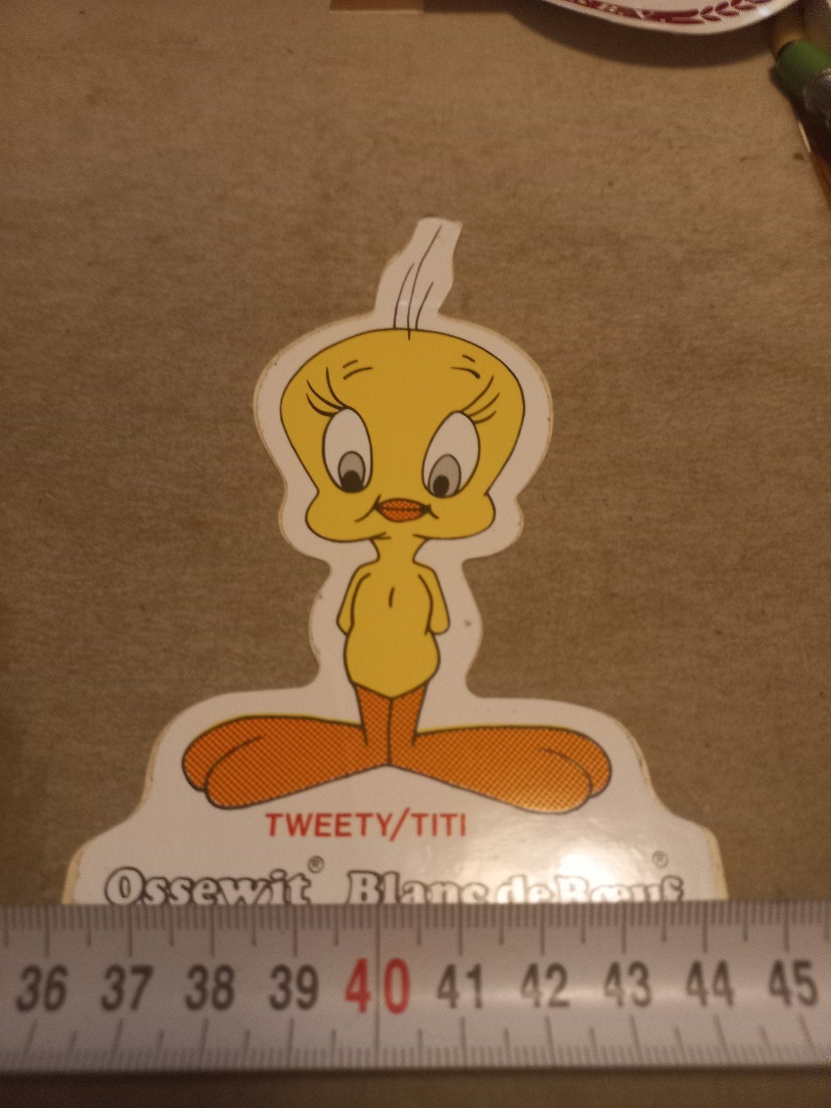 Vintage Tweety/Titi Ossewit Blanc de Boeuf Sticker, Ophalen of Verzenden, Gebruikt