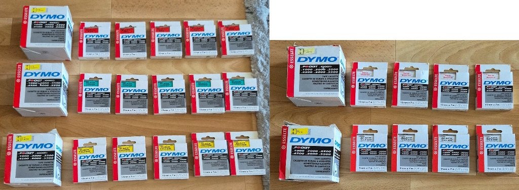 5 doosjes Labeltape Dymo (totaal 23 stuks)., Ophalen of Verzenden, Nieuw, Overige typen