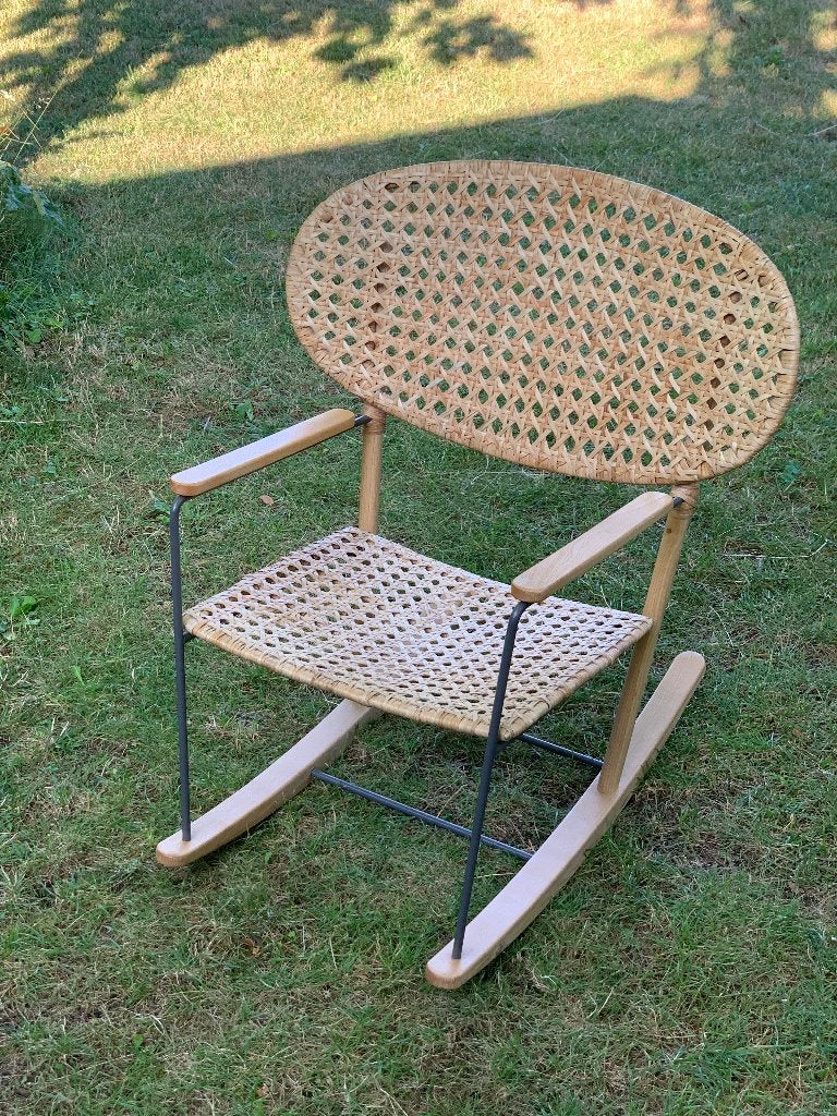 IKEA - GRÖNADAL, Schommelstoel, Rotan, Huis en Inrichting, Ophalen, Bruin, Rotan en Berkenhout, Zo goed als nieuw