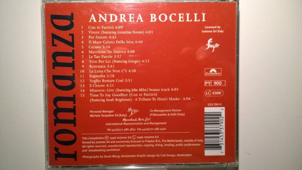 Andrea Bocelli - Romanza, Ophalen of Verzenden, Zo goed als nieuw, Pop, Album