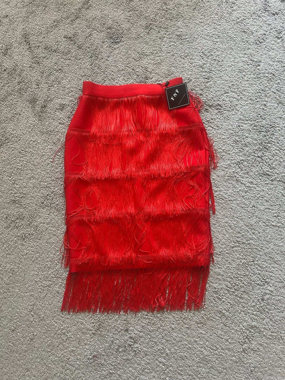 Gloednieuwe rode franje rok - Maat S, Ophalen of Verzenden, Nieuw, Maat 36 (S), Rood