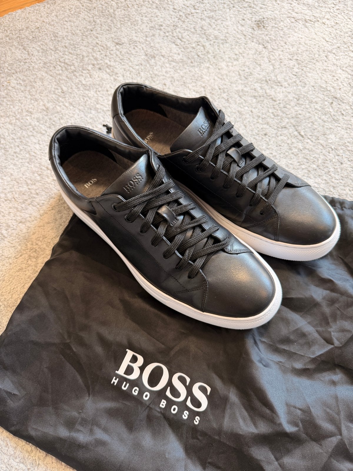 BOSS Sneakers Maat 45 - Zwart Leer, Zwart, Ophalen of Verzenden, Sneakers of Gympen, Zo goed als nieuw