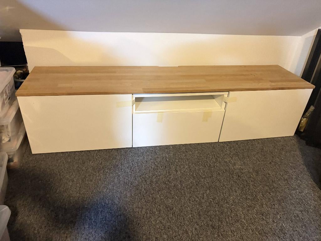 Ikea besta tv meubel eikenhout, Huis en Inrichting, Kasten | Televisiemeubels, Ophalen, Overige materialen, 150 tot 200 cm, Zo goed als nieuw