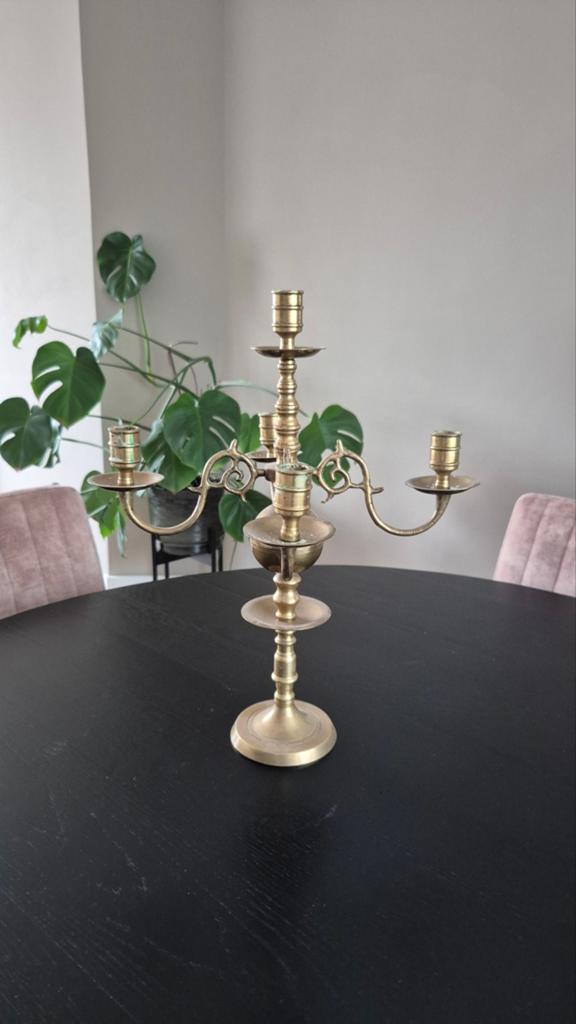Vintage messing kandelaar., Ophalen of Verzenden, Koper of Brons