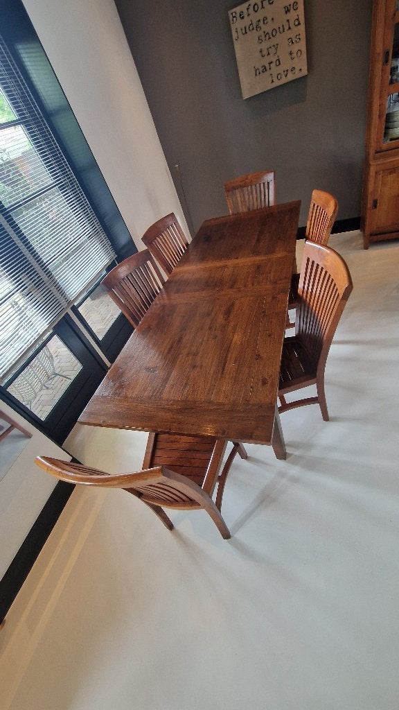 complete eiken eethoek, Ophalen, Gebruikt, 4 tot 6 stoelen