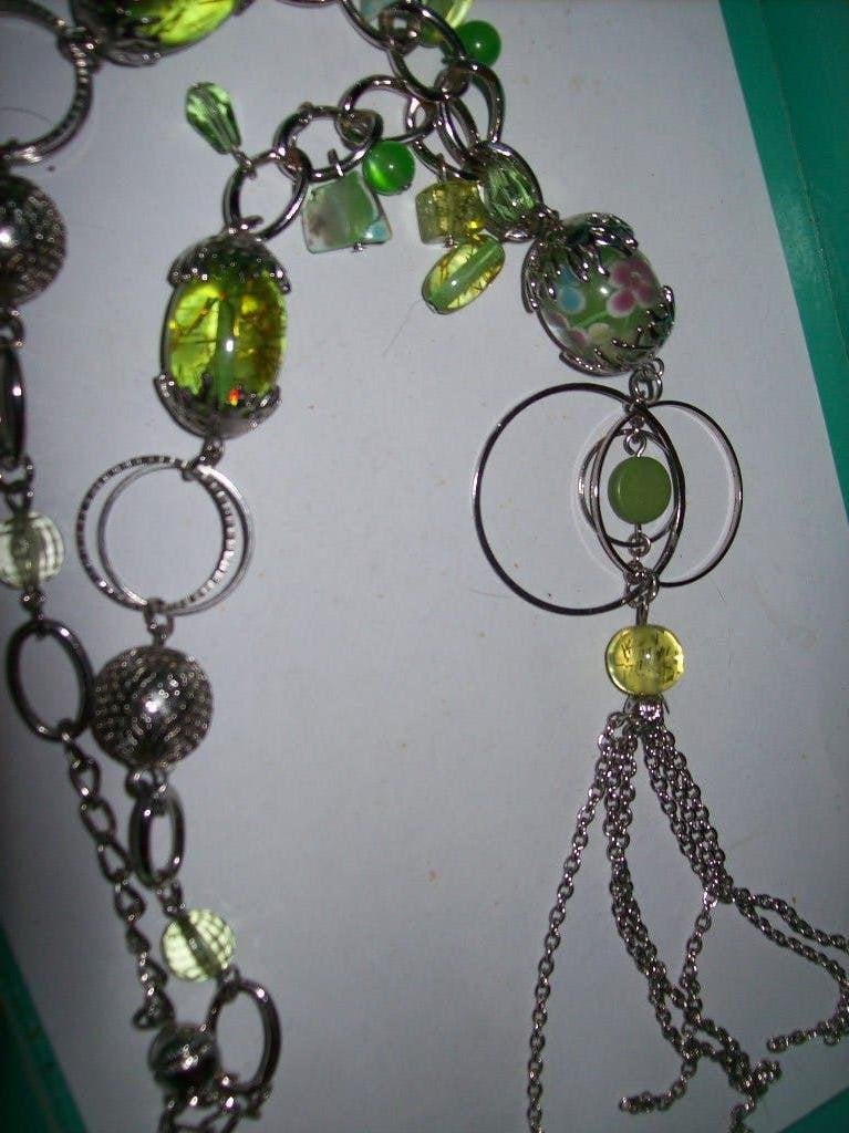 Ketting Zilvertint Mooi Fraai Model Groen Kristal en Hanger, Sieraden, Tassen en Uiterlijk, Kettingen, Verzenden, Nieuw, Steen of Mineraal