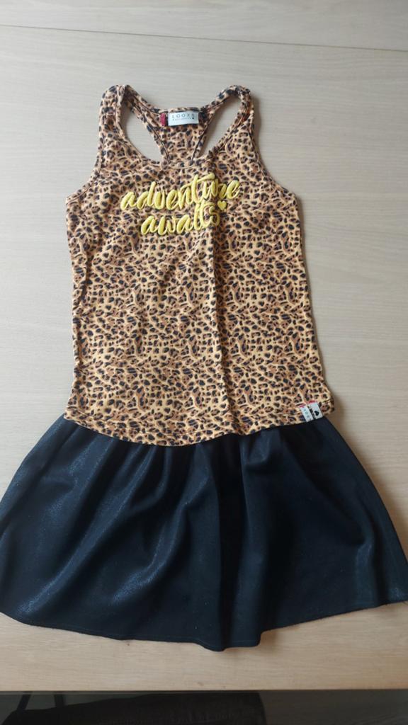 Looxs jurkje panterprint met zwart rokje maat 146-152   v, Kinderen en Baby's, Kinderkleding | Maat 146, Ophalen of Verzenden
