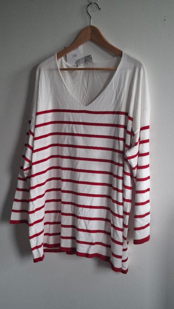 NIEUW Dames shirt met lange mouwen rood / wit MAAT : 52 - 54, Ophalen, Maat 46/48 (XL) of groter, Nieuw, Lange mouw
