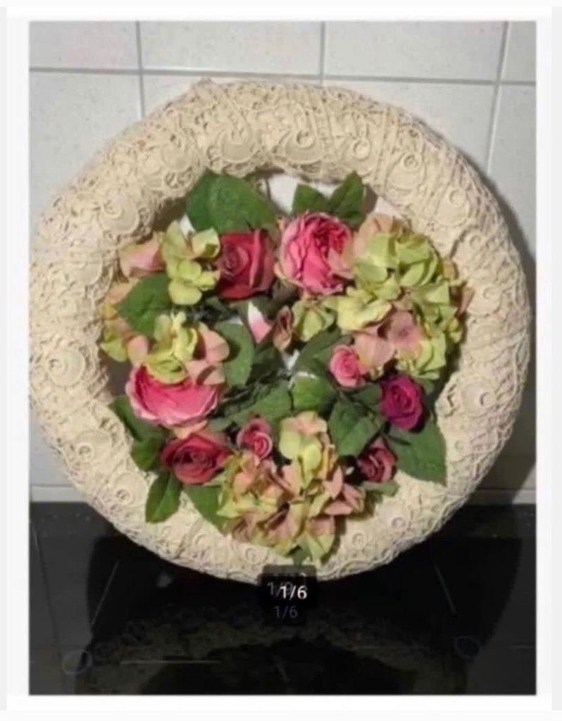 Mooie Kanten ring met bloemenkrans Woondecoratie, Ophalen of Verzenden