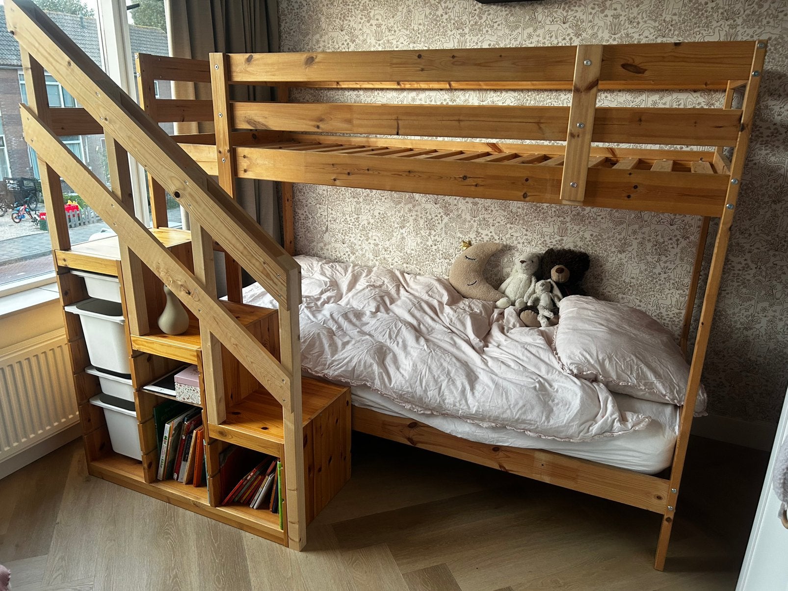 Stapelbed Mydal en speelkast Trofast van Ikea, Ophalen, 90 cm, Tweepersoons, Zo goed als nieuw
