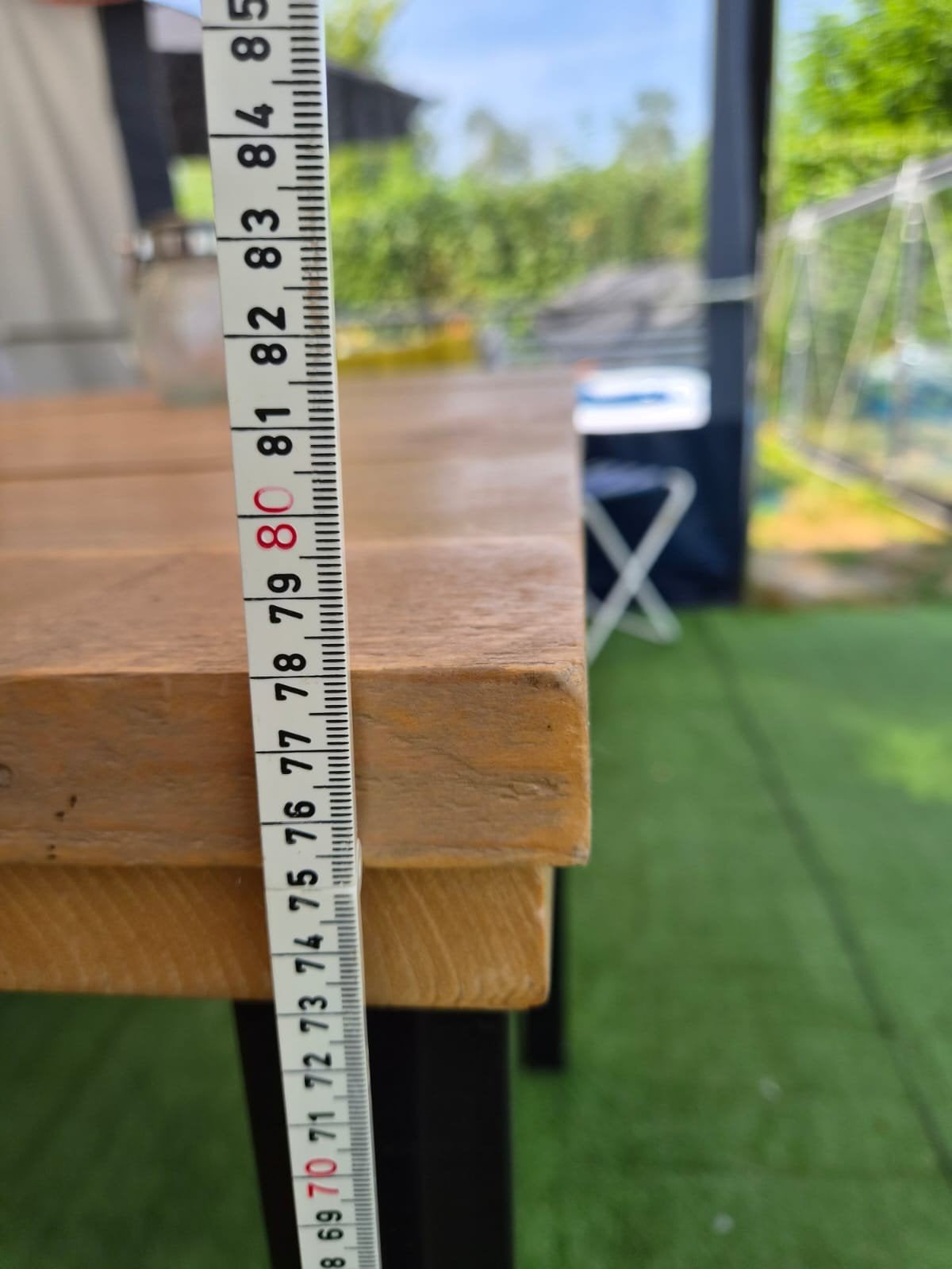 Te koop een mooie tafel van steigerhout., Huis en Inrichting, Tafels | Eettafels, Ophalen, Gebruikt, 50 tot 100 cm, 150 tot 200 cm