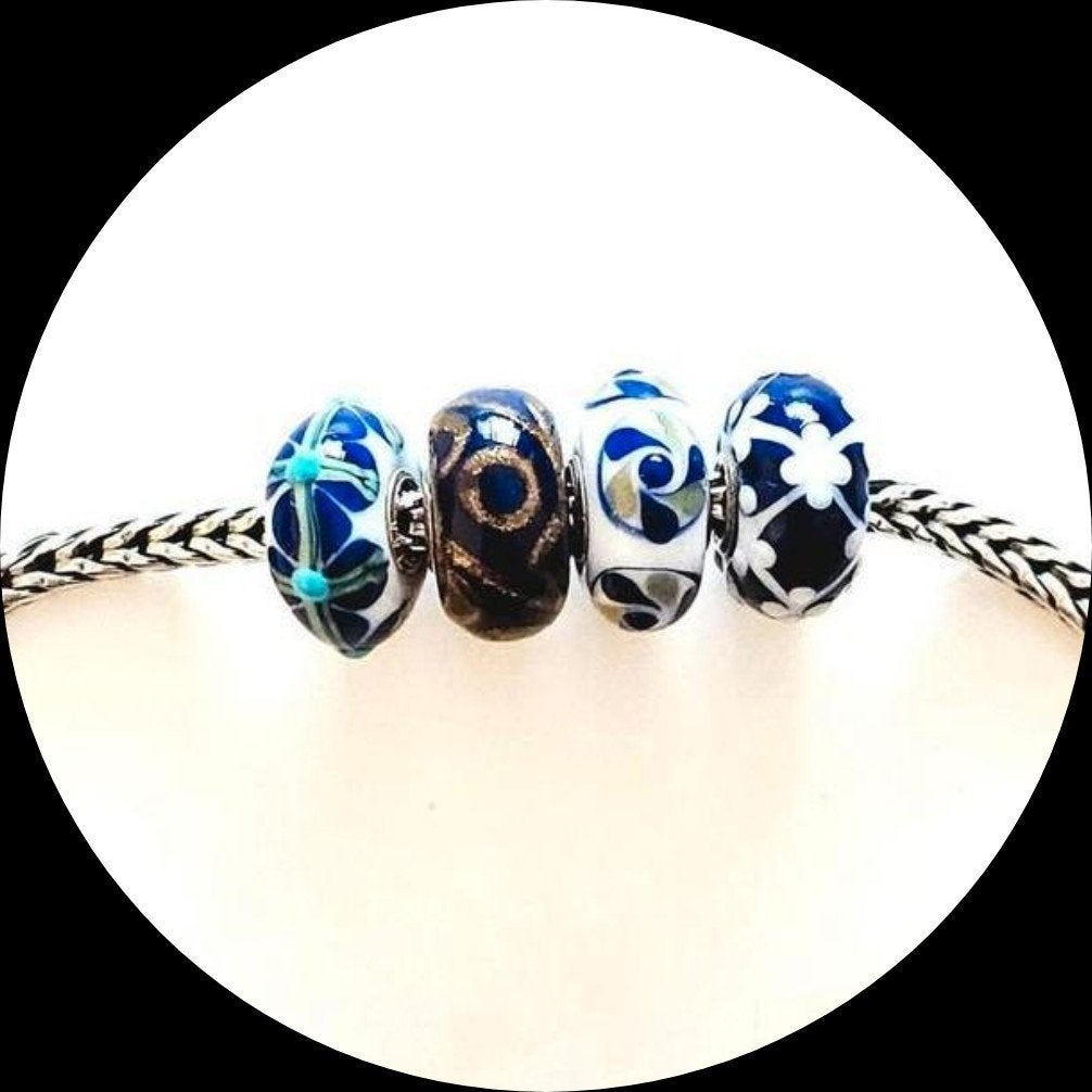 Trollbeads murano Blauwe Kerst Set 2011 / voor armband, Ophalen of Verzenden, Zo goed als nieuw, Glas of Kristal, Trollbeads