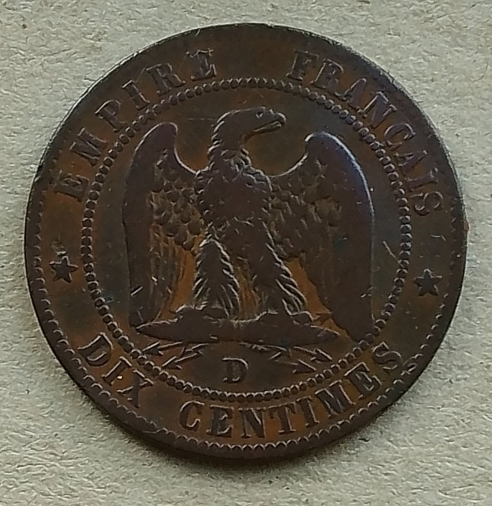 Frankrijk, 10 centimes 1855 D (a), Ophalen of Verzenden, Frankrijk, Losse munt