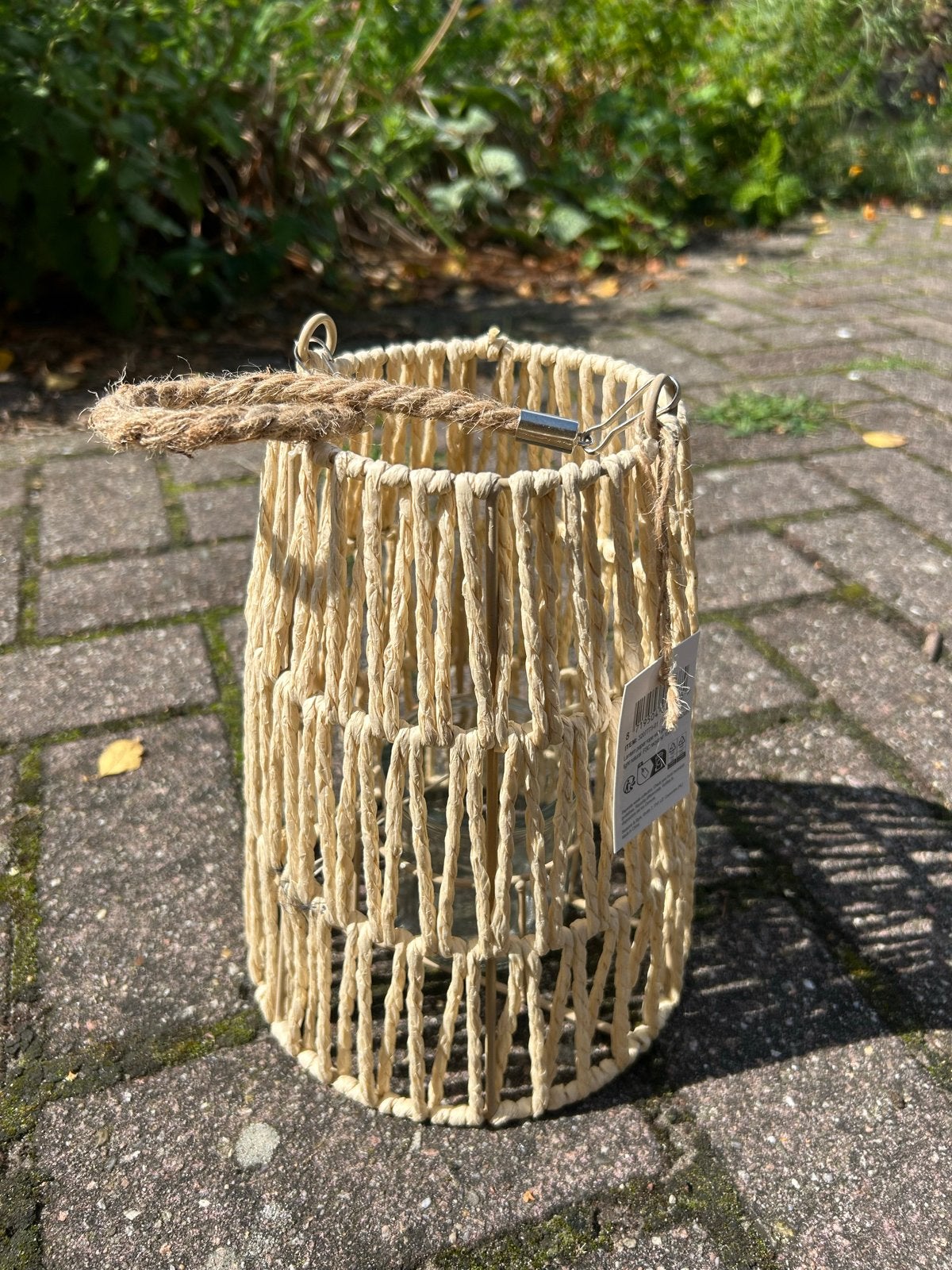 Windlicht in rotan stijl, Ophalen, Beige, Boho, Nieuw