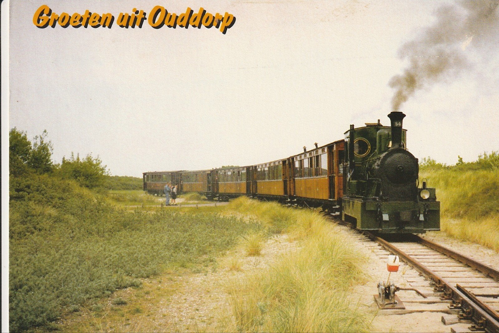 GROETEN UIT OUDDORP STOOMLOCOMOTIEF 54 PERSONENRIJTUIGEN, Ophalen of Verzenden, 1980 tot heden, Gelopen, Zuid-Holland