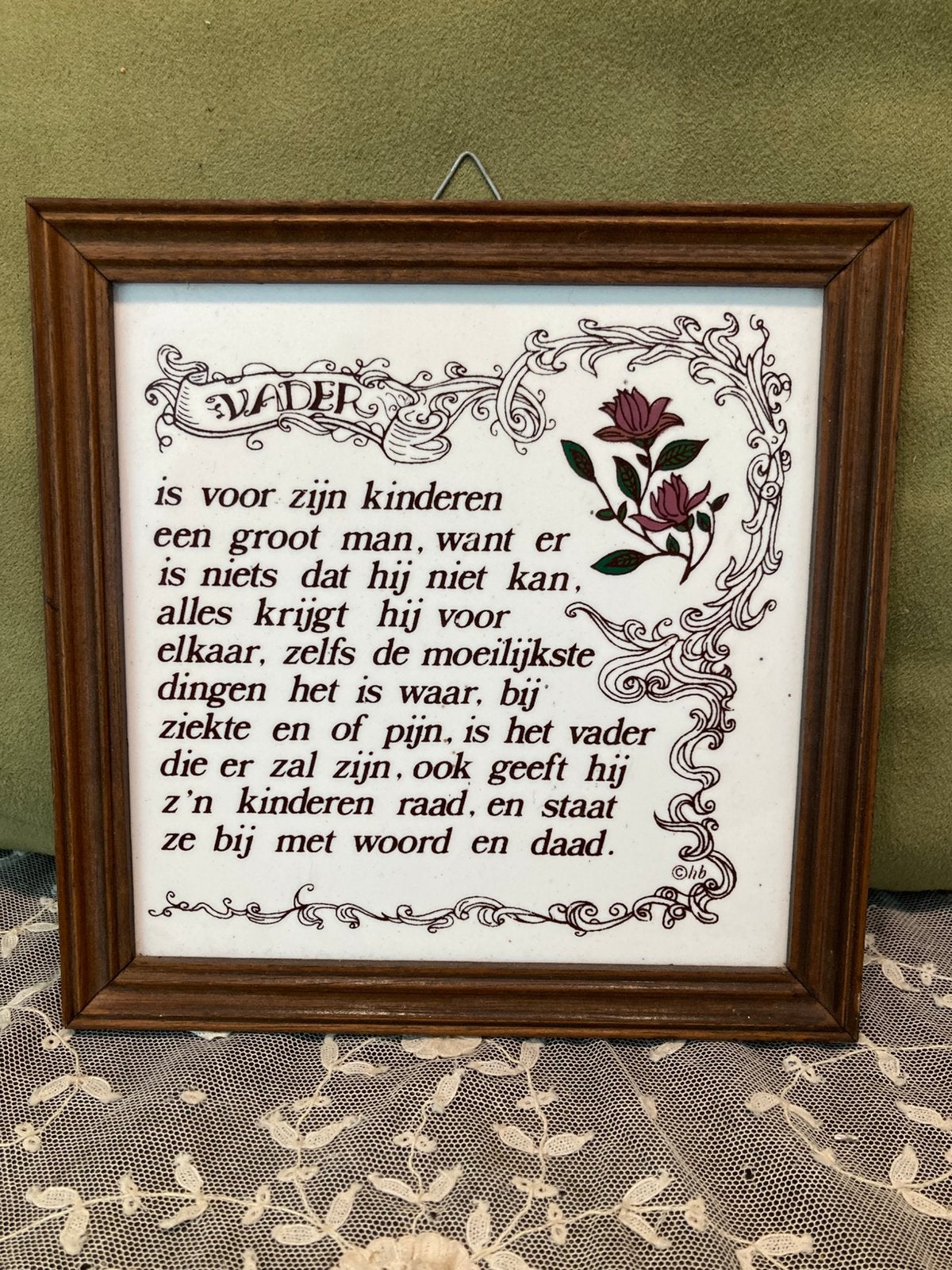 Tegel met spreuk, vader (070725s), Ophalen of Verzenden, Gebruikt
