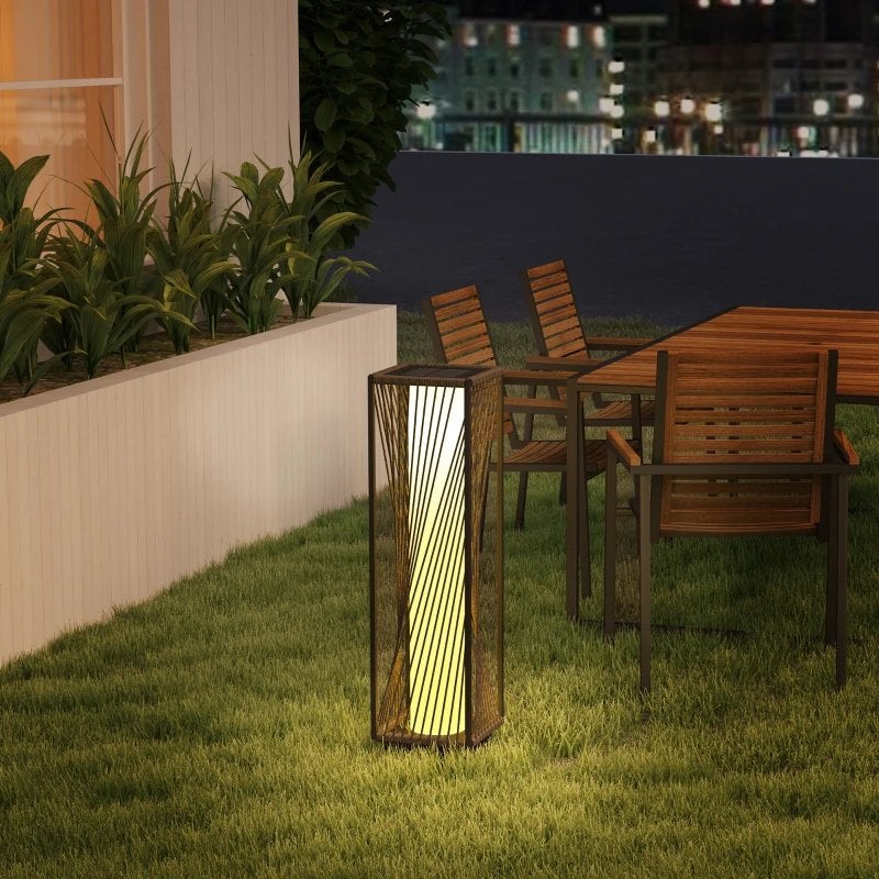 Outsunny Staande Zonnelamp Rattan LED Lichtsensor IP44 Zwart, Ophalen, Nieuw