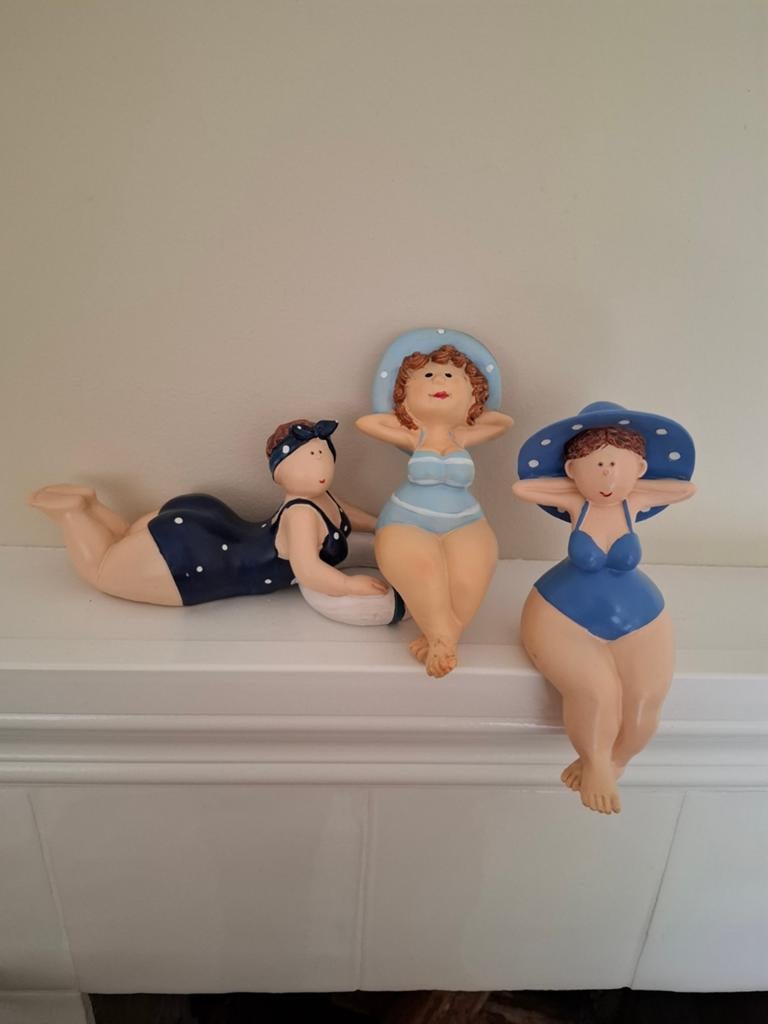 Leuke dikke dames beeldjes in badpak - 15-19 cm lang, Gebruikt, Meerkleurig, Overige materialen, Overige stijlen