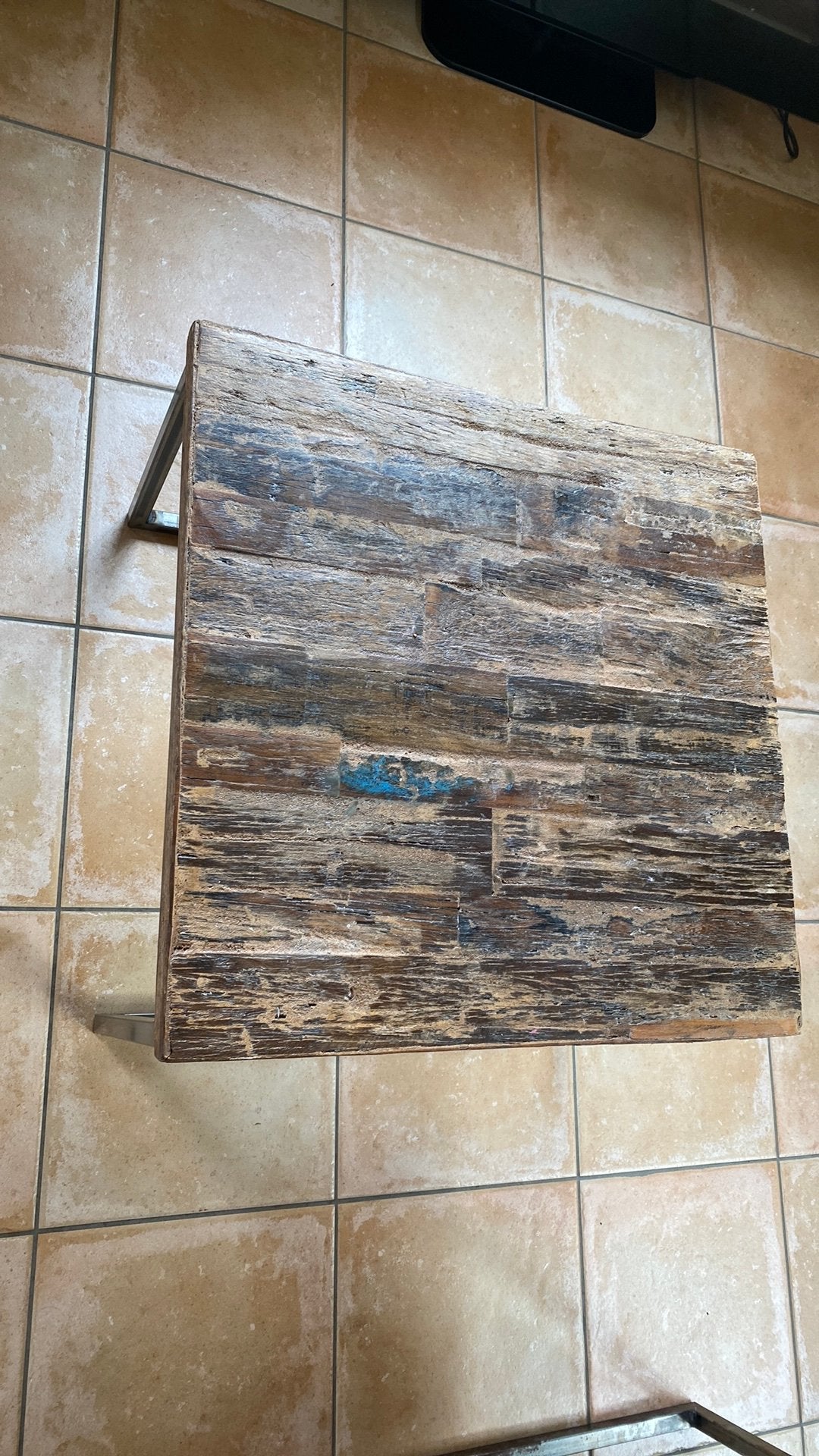Bijzettafel 60x60x41H hout/metaal, Ophalen, Gebruikt, Landelijk