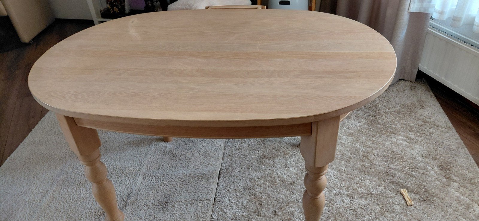 ovalen tafel blank eiken, Ophalen, Gebruikt, 100 tot 150 cm, 50 tot 100 cm