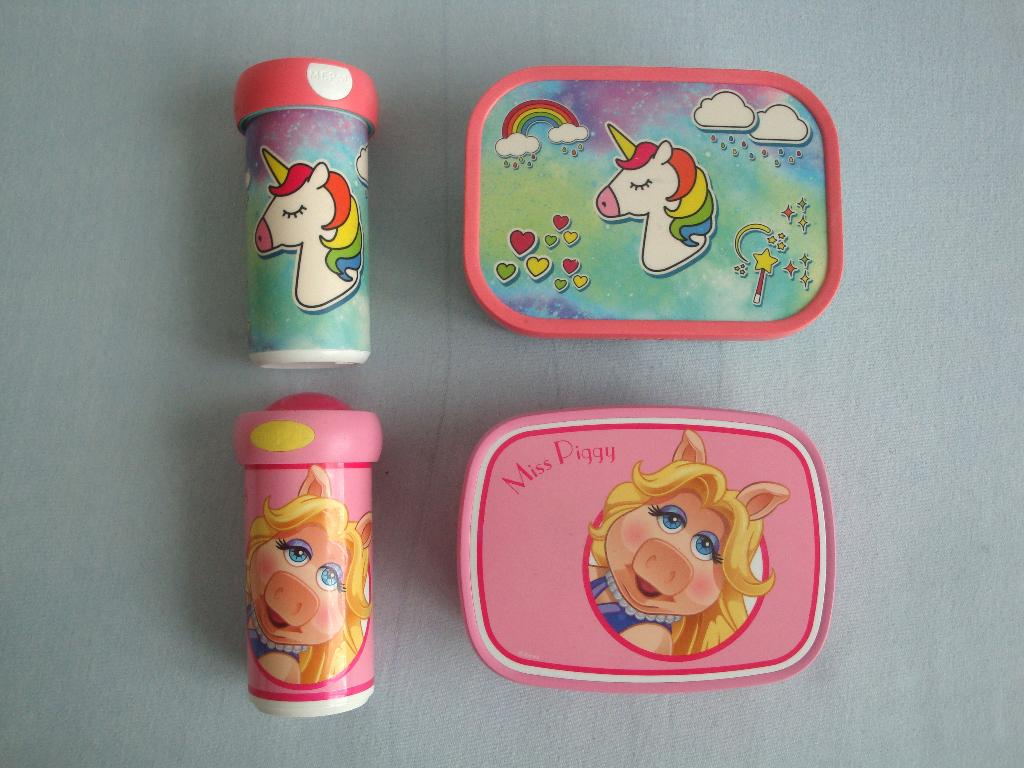 Set Mepal broodtrommels en drinkbekers gy / Unicorn, Ophalen of Verzenden, Zo goed als nieuw