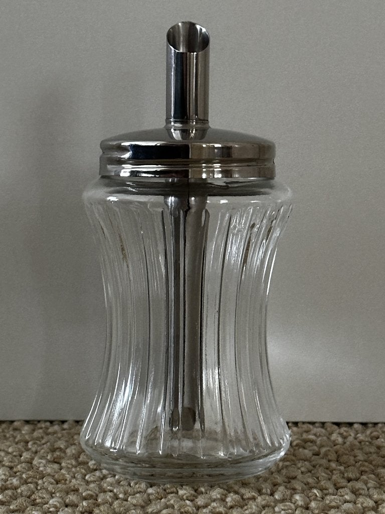Suikerstrooier glas/metaal, BMF, jaren 70, vintage, Ophalen of Verzenden, Zo goed als nieuw, Meerkleurig, Overige merken
