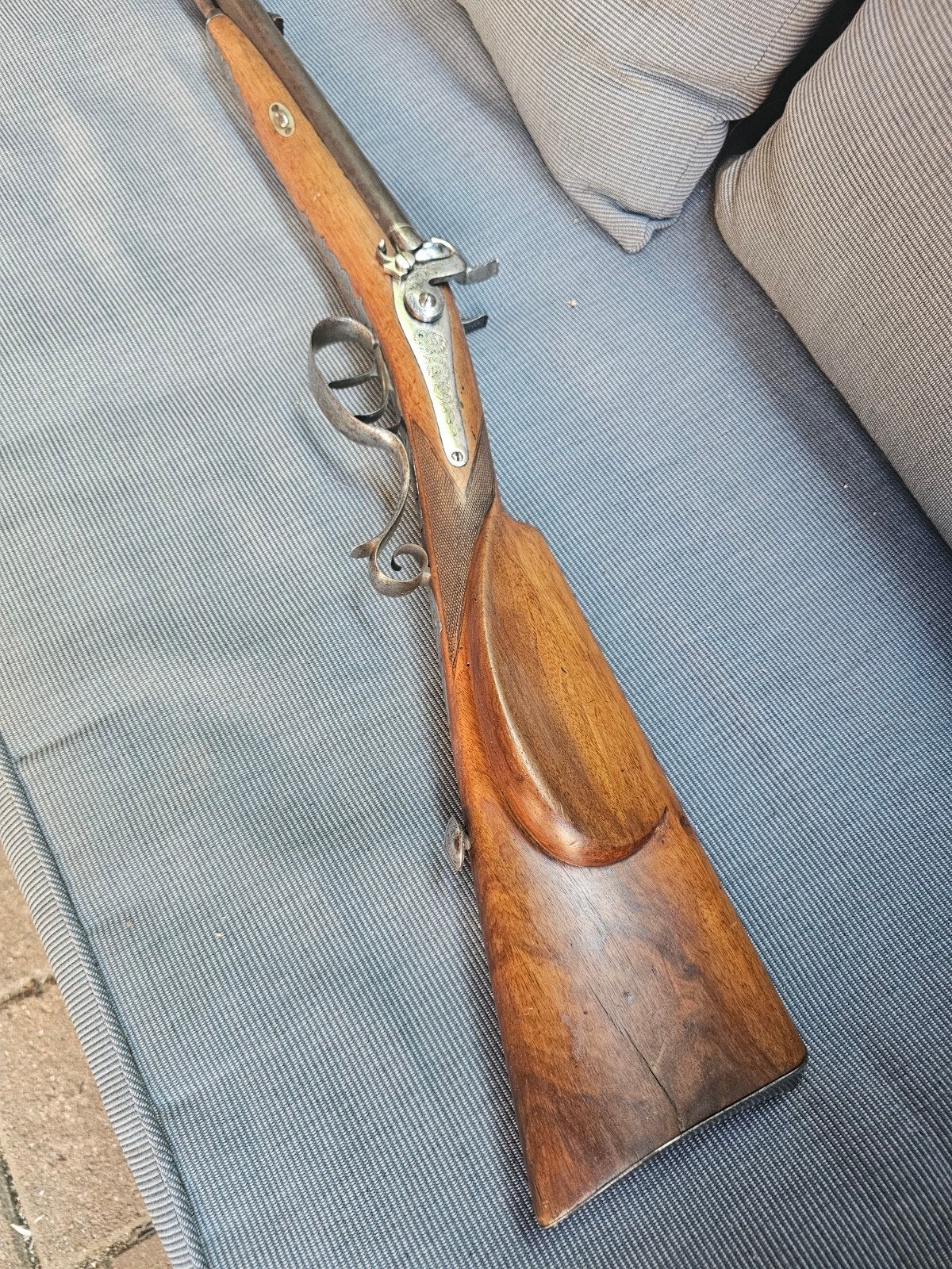 antiek jachtgeweer decoratie , onklaar van voor 1870, Ophalen of Verzenden