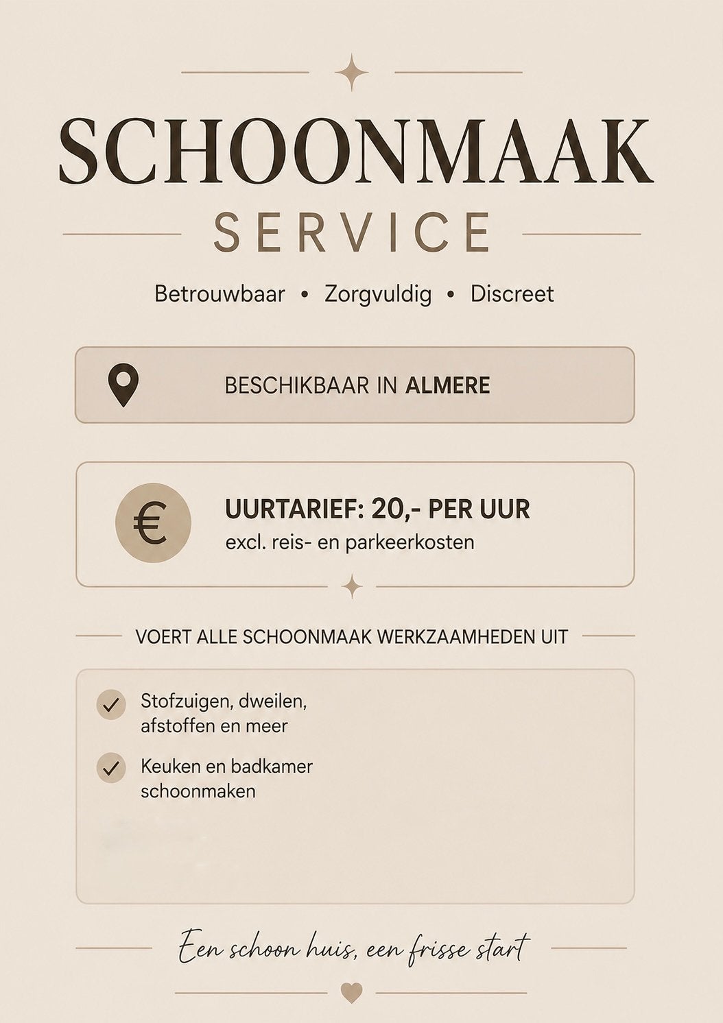 Schoonmaakster - Almere aangeboden, Vacatures, Vacatures | Schoonmaak en Facilitaire diensten, Vanaf 10 jaar, Overige vormen