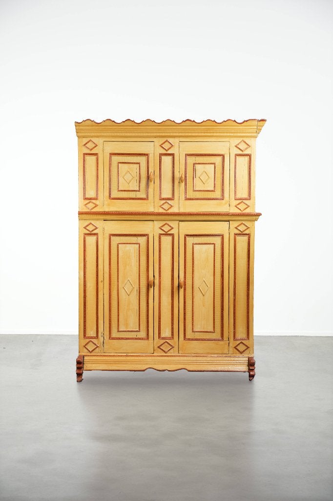 Antieke Hollandse boeren kast uit 18e eeuw handbeschilderd, Ophalen, Gebruikt, ., .