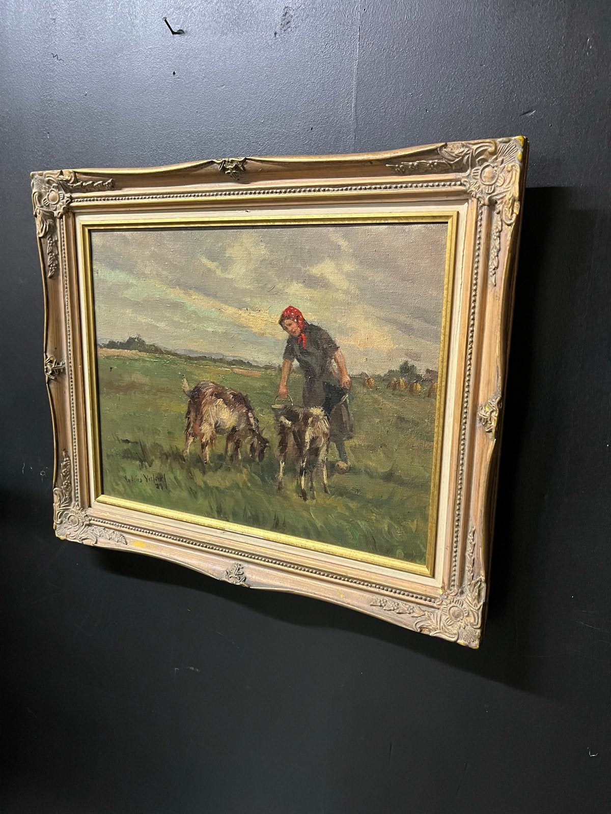 Schilderij op linnen gesigneerd Andries Verleur, Antiek en Kunst, Kunst | Schilderijen | Klassiek, Ophalen of Verzenden