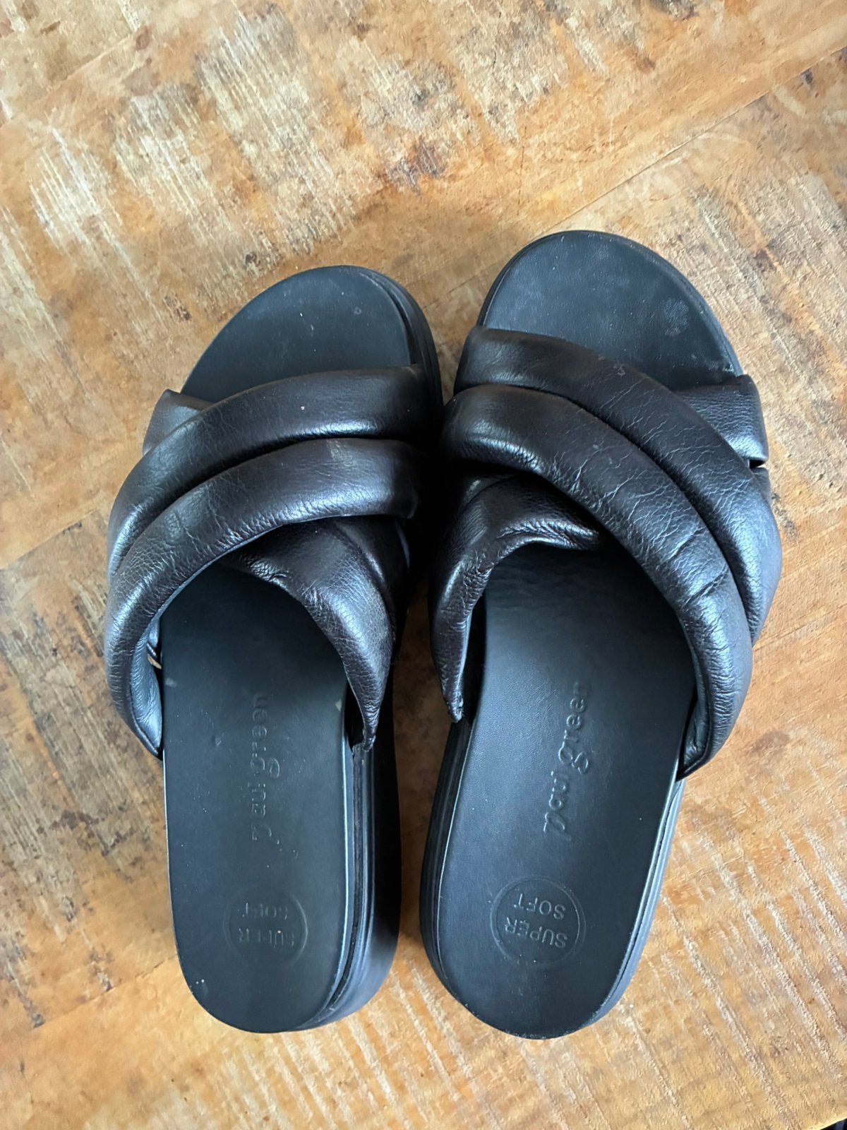 Paul Green soepel leren slippers 39, Kleding | Dames, Ophalen of Verzenden, Zo goed als nieuw, Zwart