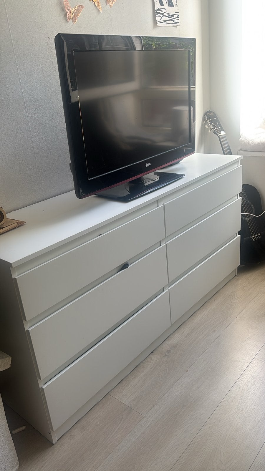 Kastje met lades, Ophalen, 100 tot 150 cm, 5 laden of meer, Wit