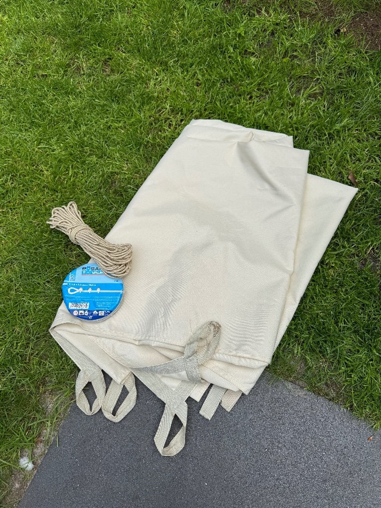 Schaduwdoek 2 x 3 m ecru, Ophalen of Verzenden, Zo goed als nieuw