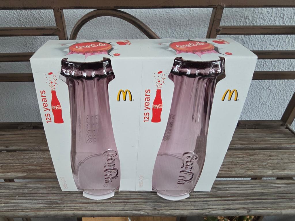 Coca-Cola glazen Mc donalds 2011 roze 2 stuks Nieuw, Ophalen, Nieuw, Frisdrankglas